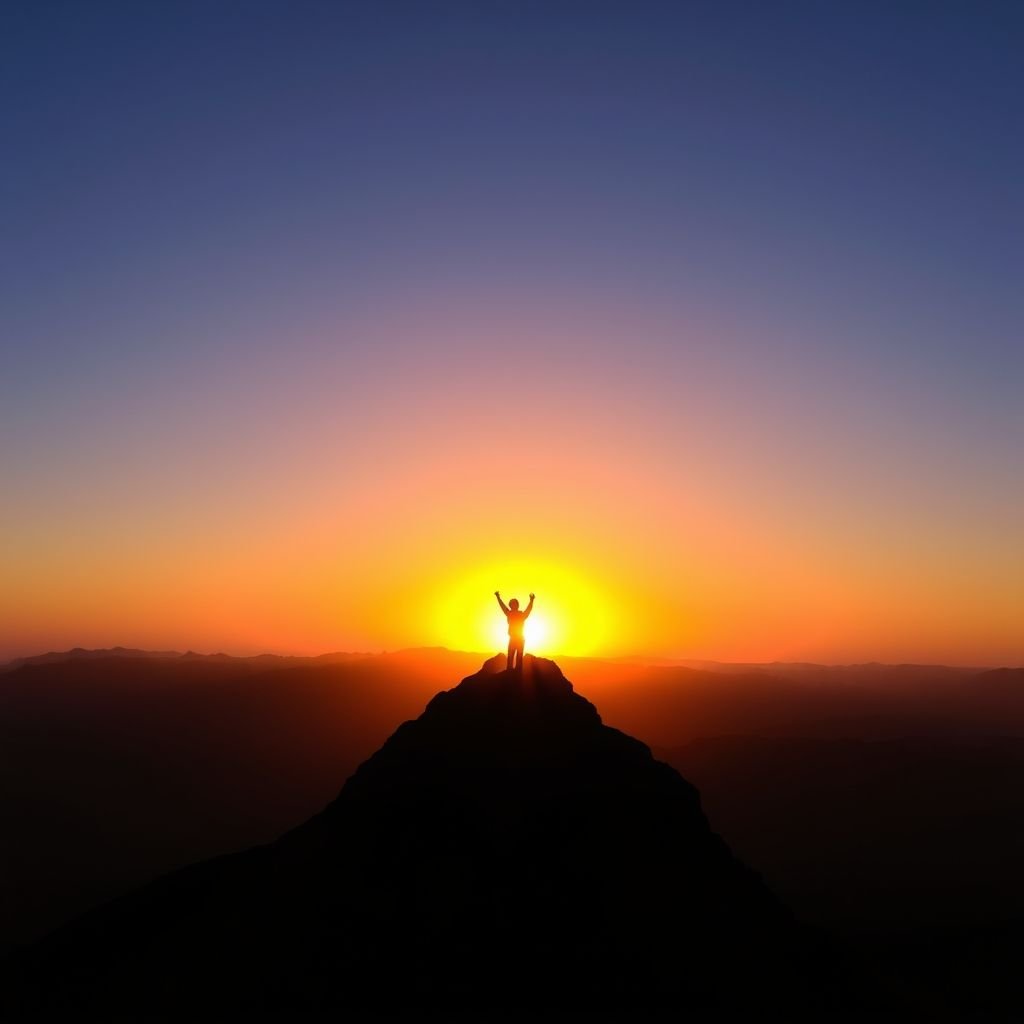 Confident professional standing tall after overcoming career challenges, mindset stagnation, symbolizing resilience and motivation.