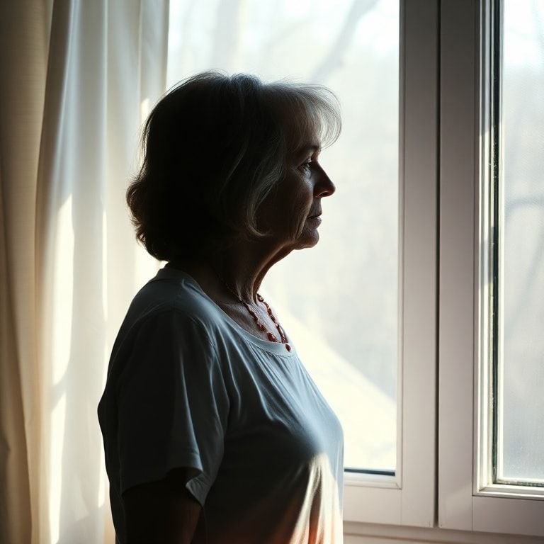 Silhouetted widow in quiet reflection, capturing the emotional tension and psychological depth in The Widow book review.
