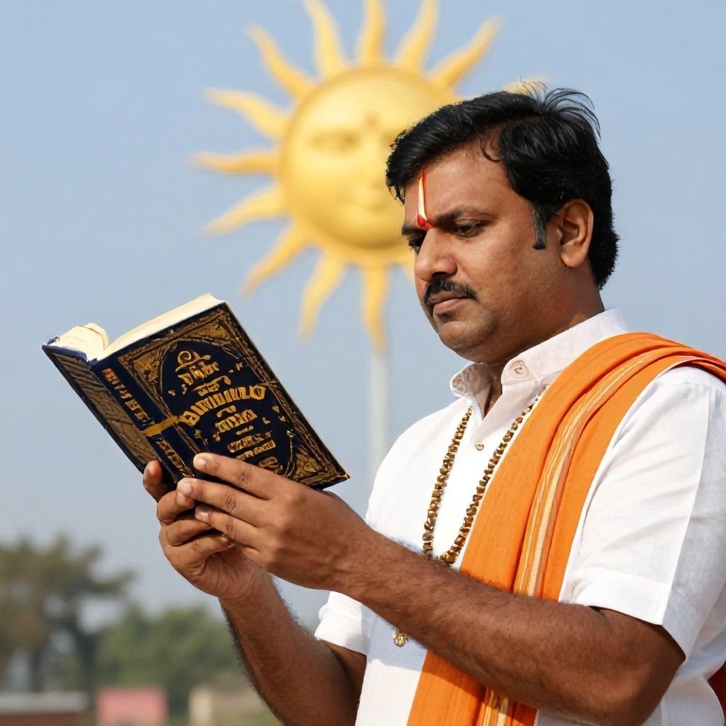 A man reading about Karma According to the Bhagavad Gita